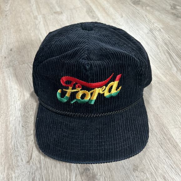 Vintage Ford NASCAR Racing‎ Strapback Hat Black Corduroy Trucker Cap - Picture 1 of 8